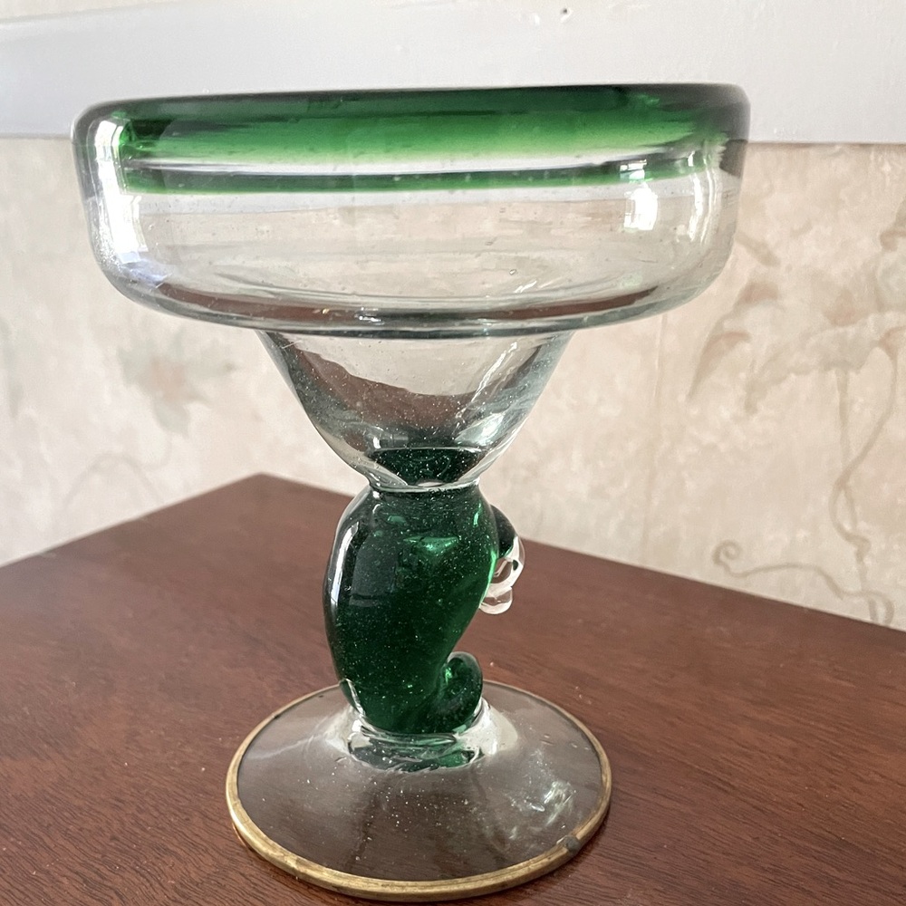 Vintage hand blown Mexican margarita glass